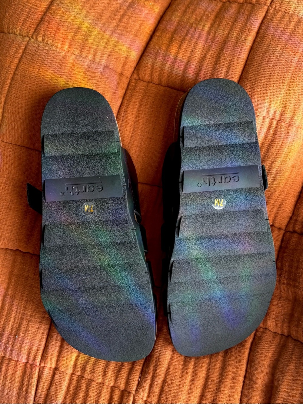 Earth Eresa Leather Fisherman Slide Sandals Black Size 7 - Picture 4 of 6